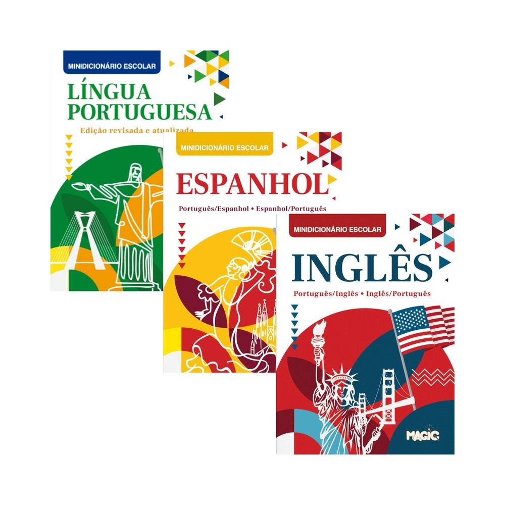 Kit 3 Dicionários - Português - Inglês/Português - Espanhol/Português