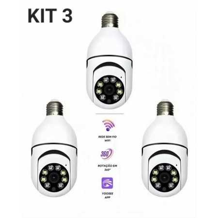 Kit Câmera de segurança a Prova D'água sem fio gira 360 com app Yousee full HD visão notturna Jortan JT-8177