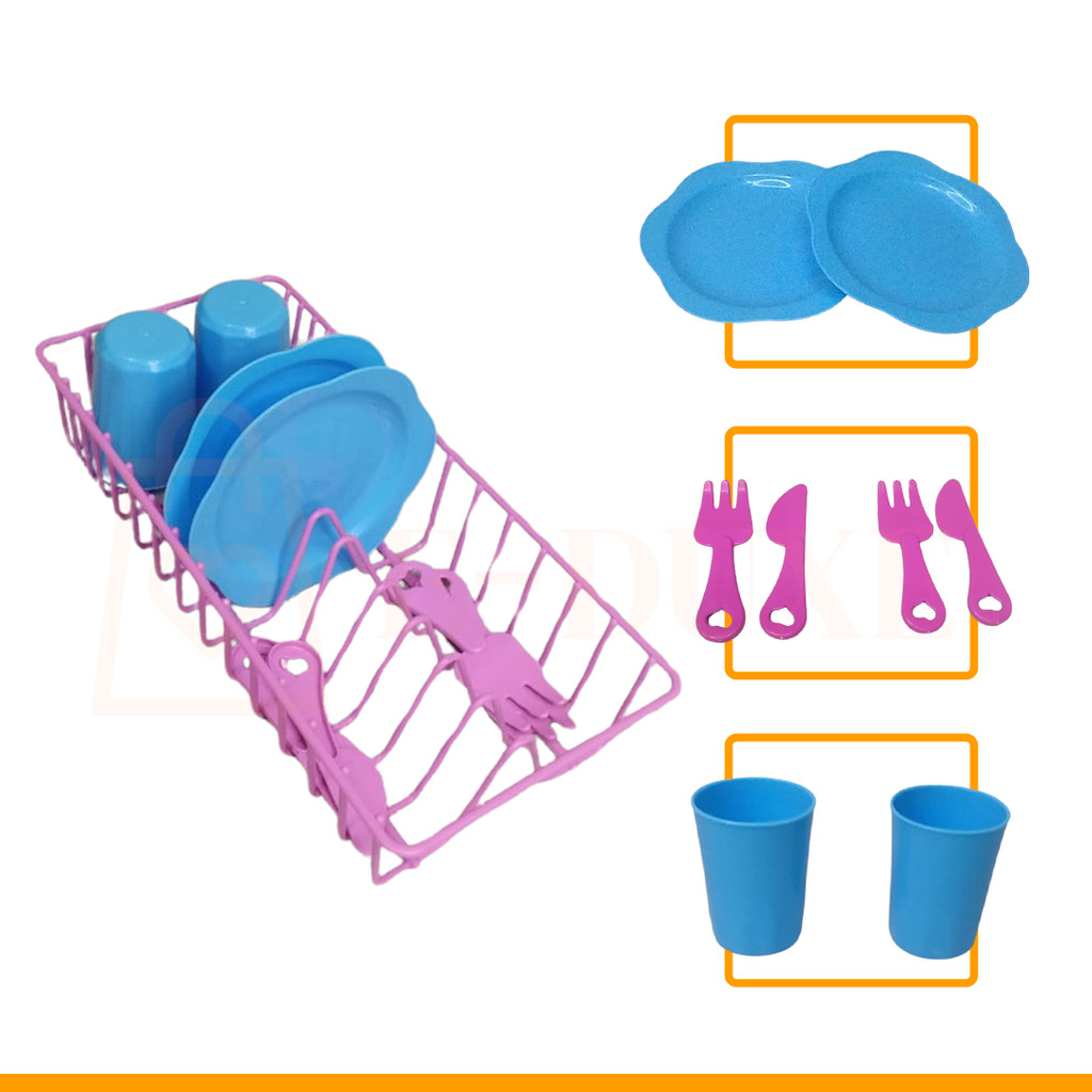 Kit Cozinha Infantil Escorredor de louças 9 Peças Brinquedo Menina Faz de Conta