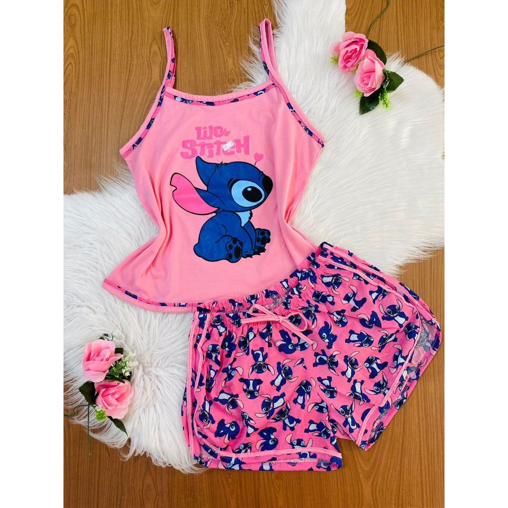 Baby Doll Infantil Short Doll Alcinha Personagem Stitch