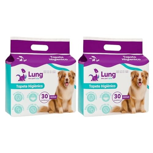 Kit 2un Tapete para Cachorro Higiênico com colante Pet 60x50cm 60 Unidades