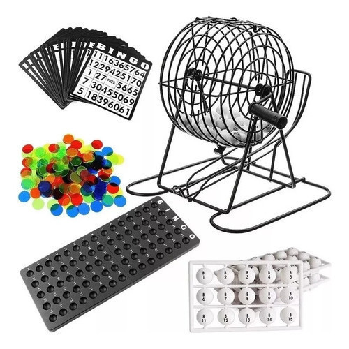 Jogo de Bingo de Metal E Fichas Completo Com Roleta Giratória