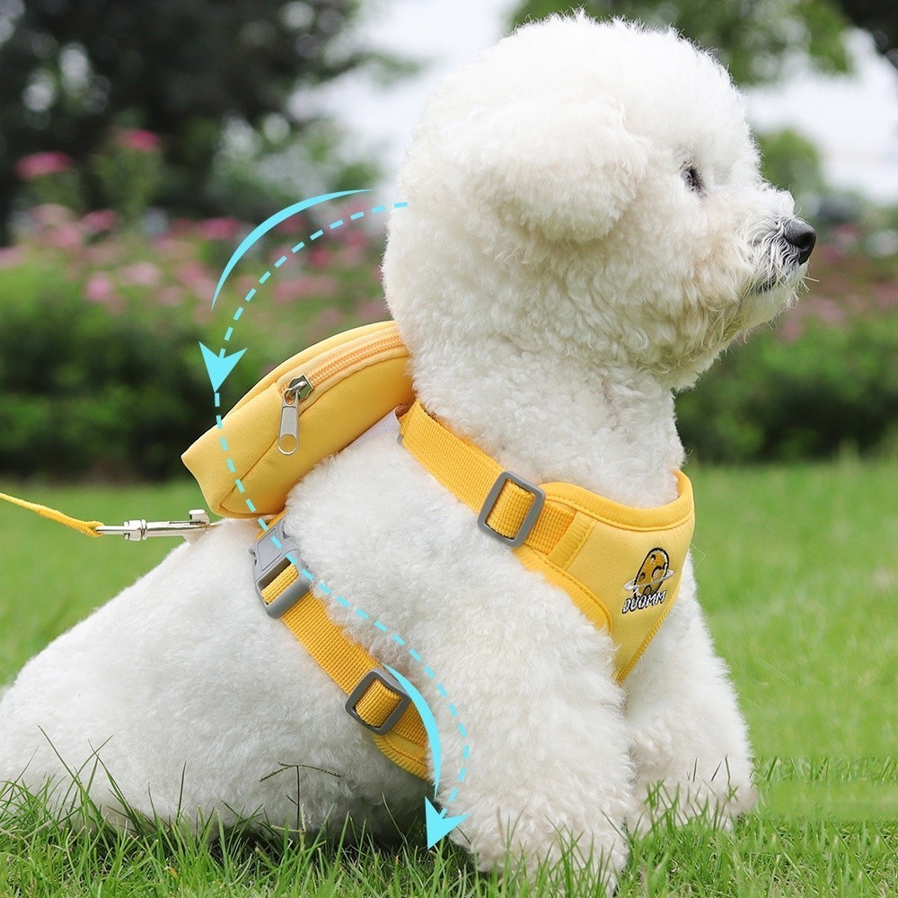 Peitoral Coleira Com Guia e Bolsa Removível Para Cachorro Pet Cães Pequenos E Médios Gato De Viagem