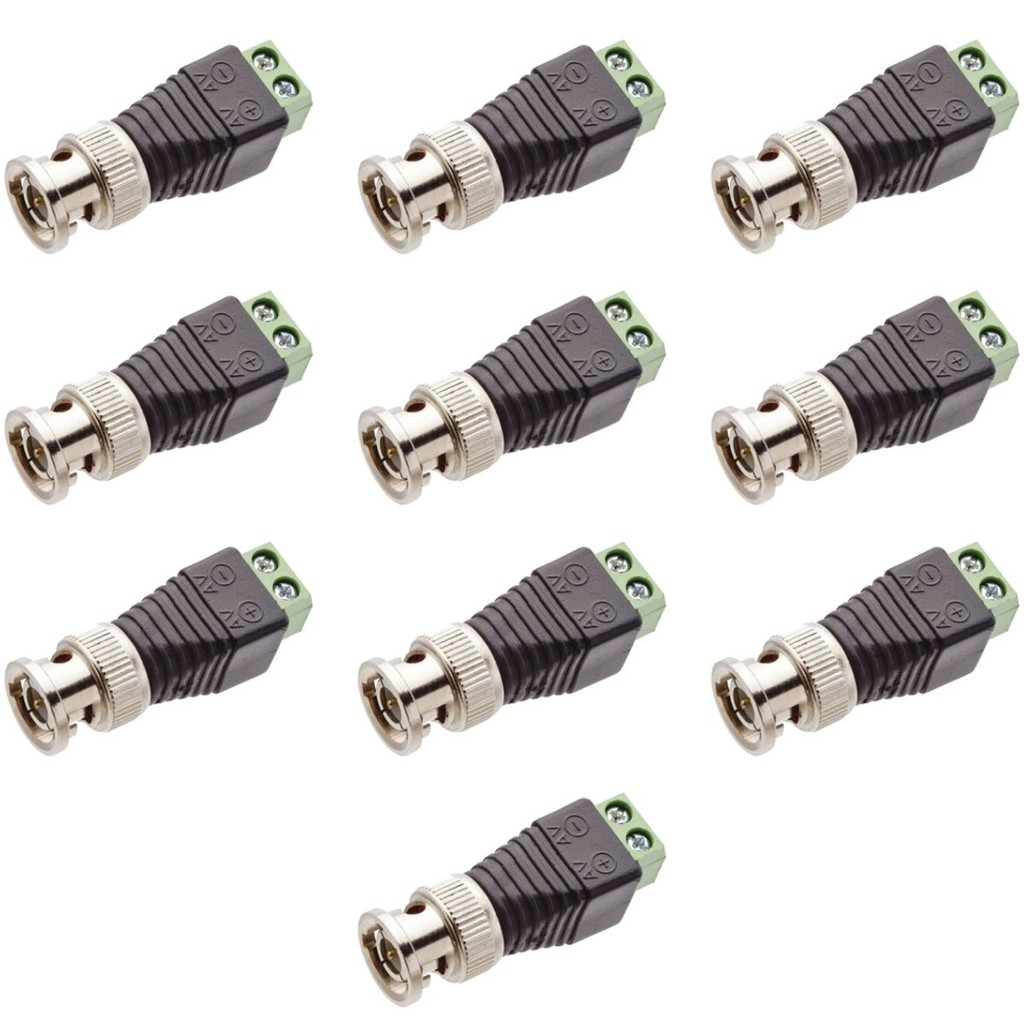 Kit 10 Conector Bnc Macho Com Borne Para Cftv DVR CAMERA