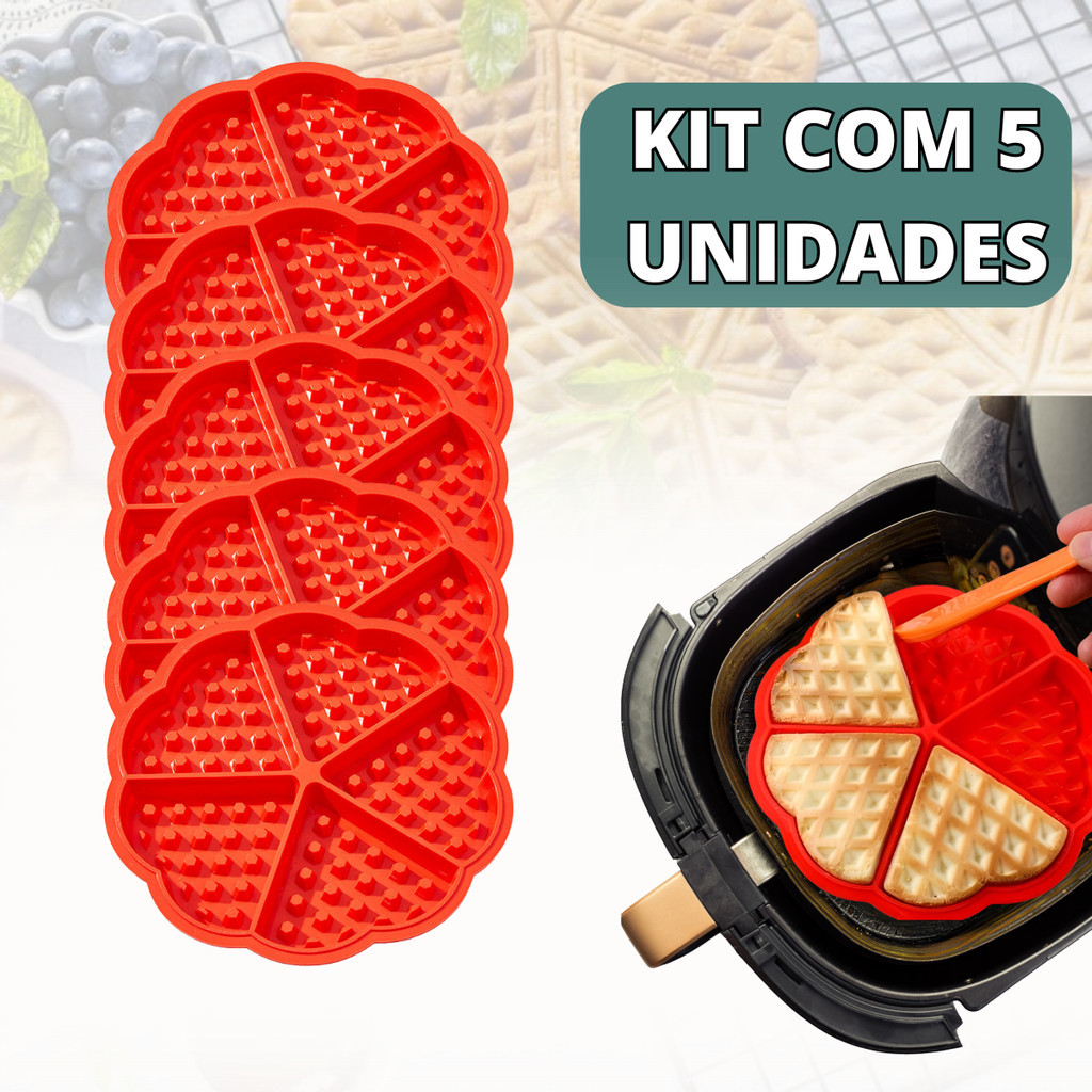 Kit Forma De Silicone Para Waffle Coração Antiaderente Air Fryer - Escolha Seu Kit