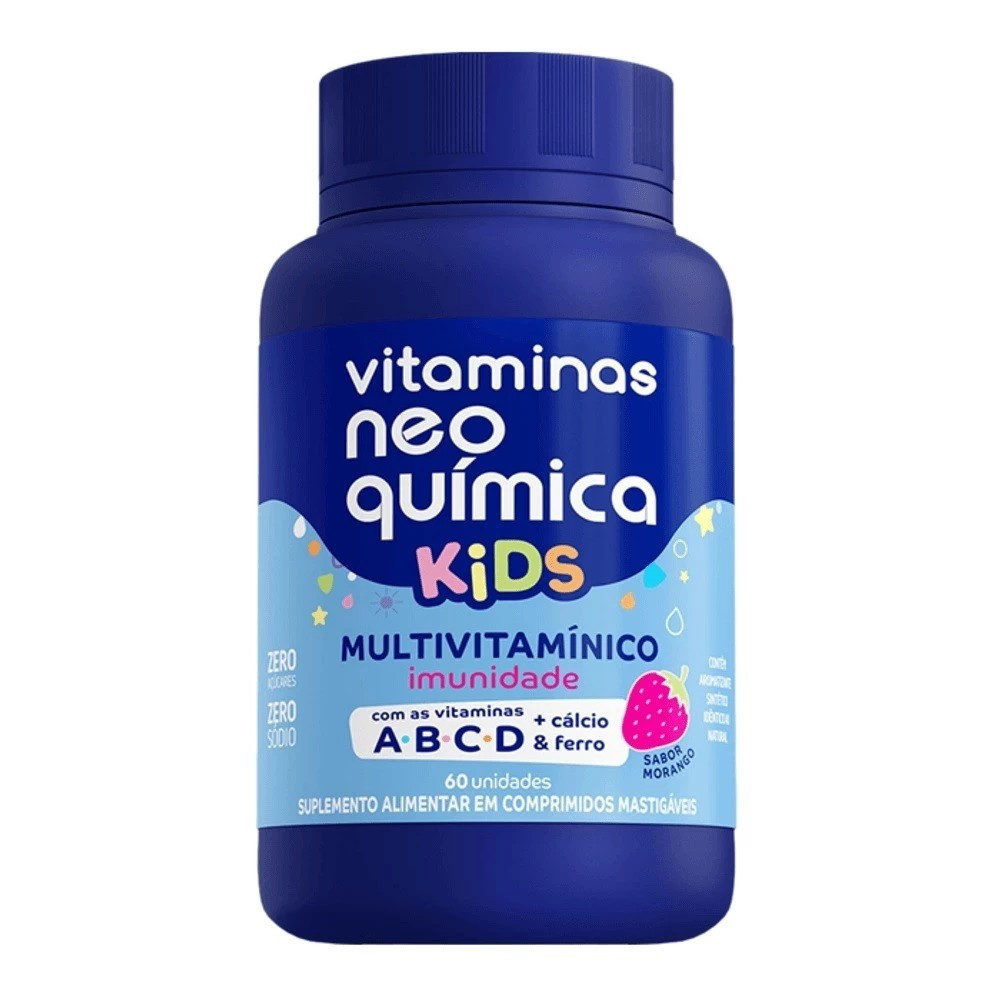 Vitaminas Neo Química Kids 60 Comprimidos Sabor Morango