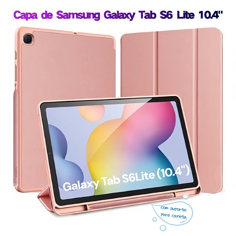 capa Compatível com para tablet samsung S6 lite SM- P610/P615 (10.4 polegadas) com suporte para caneta