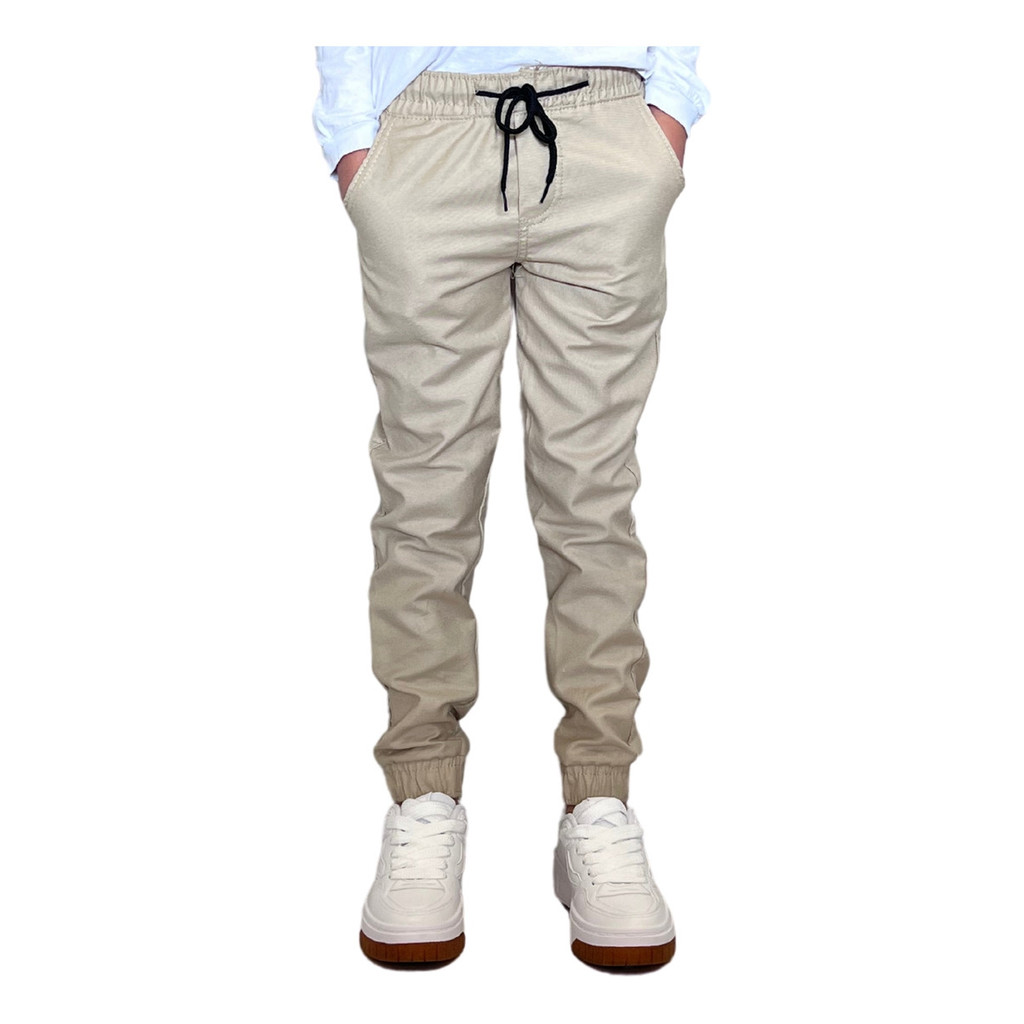 Kit 2 Calças Jogger Básica Sarja Infanto Juvenil 10 12 14 16
