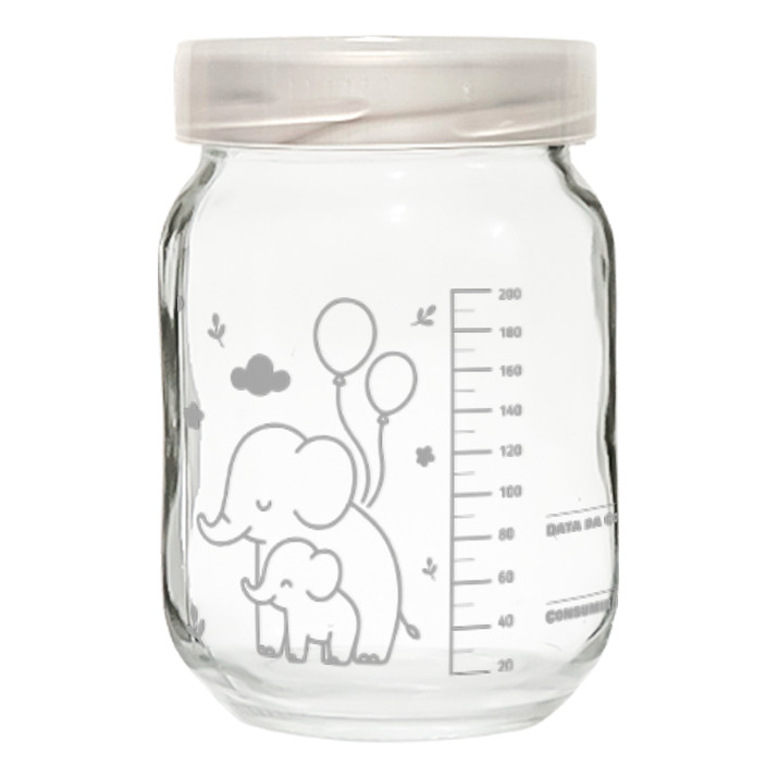 Kit 10 Potes P/ Leite Materno C/ Graduação 200ml - Elefante