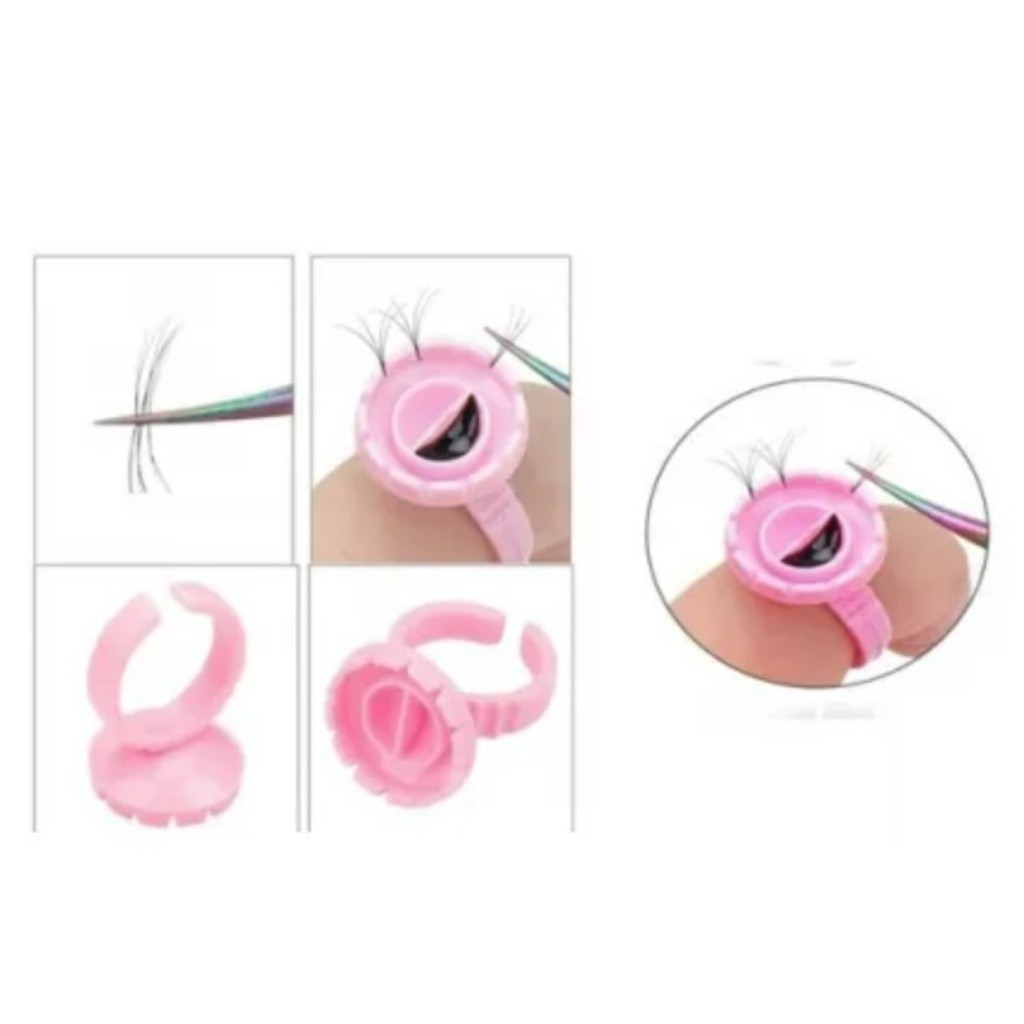 Kit 100 Anel Batoque Descartável Cola Micropigmentação Henna Cílios Sobrancelhas-YOUYI