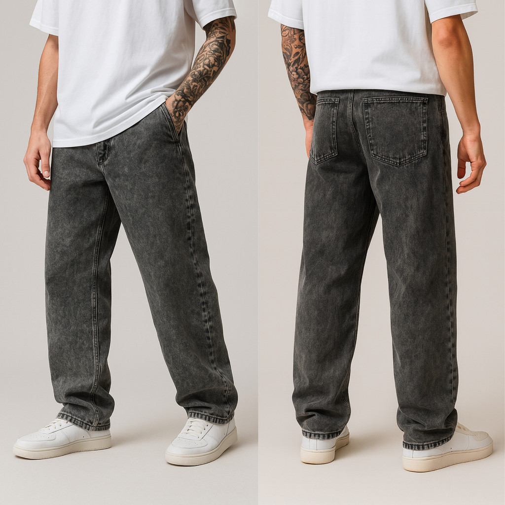 Calça Balão Jeans Masculina Grafite Marmorizada Streetwear Larga Skatista 36 ao 48