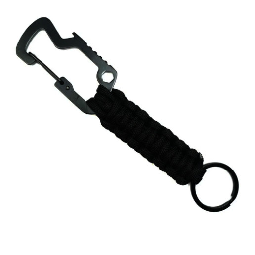 Chaveiro De Paracord Com Mosquetão Com Abridor Sobrevivência