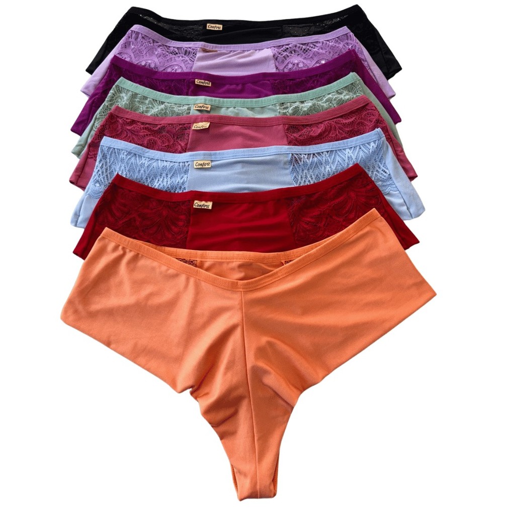 KIT Calcinha Plus Size Fio DUPLO  Lateral Larga Langerie Conforto Lingerie Roupa Femininas Barato