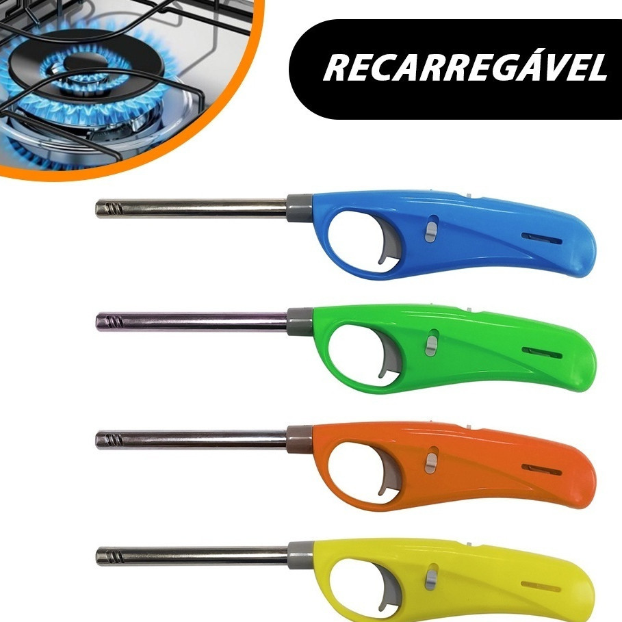 kit 4 Acendedor de fogão com haste flexível recarregável