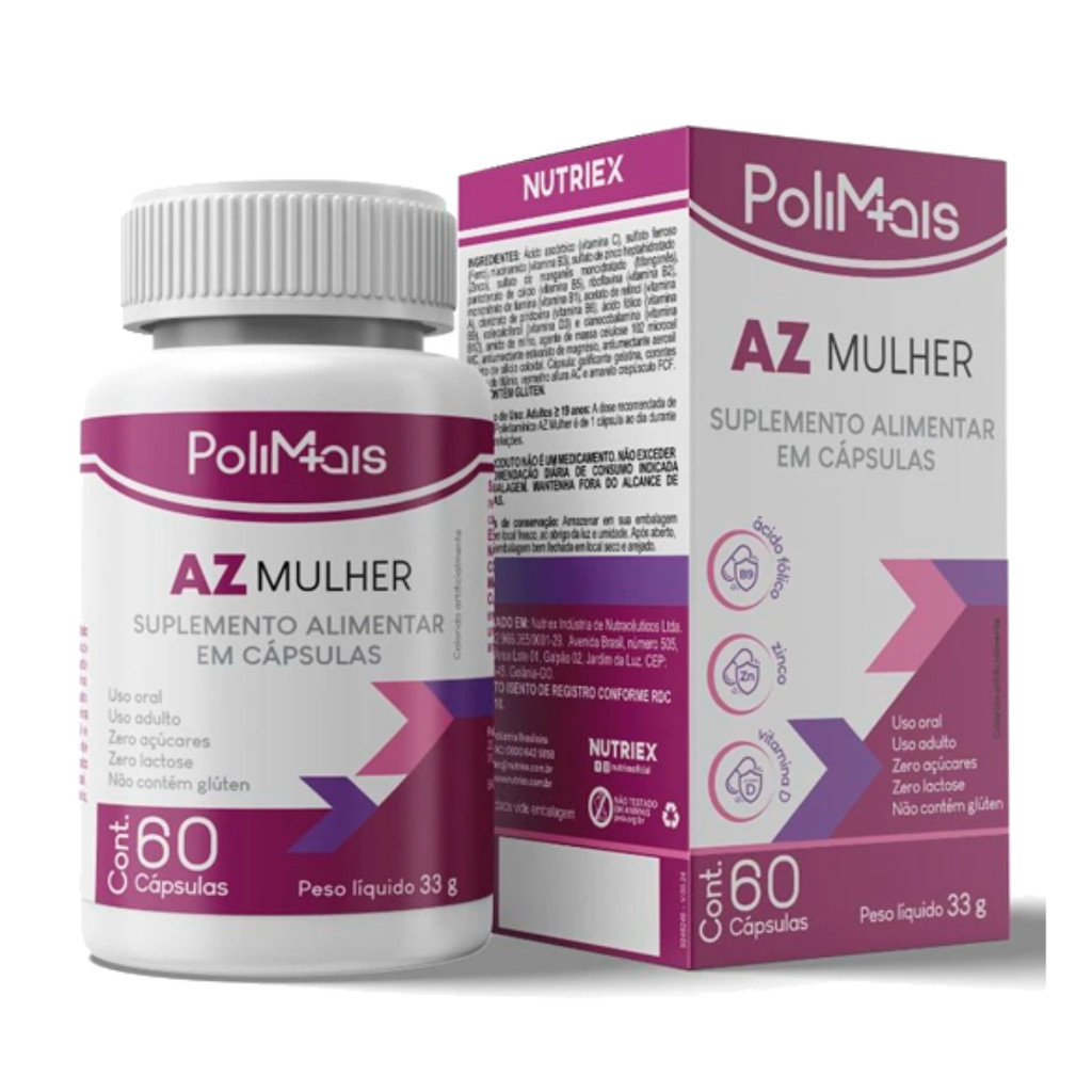 Polimais AZ Mulher – Vitaminas e Minerais Essenciais (60 cápsulas)