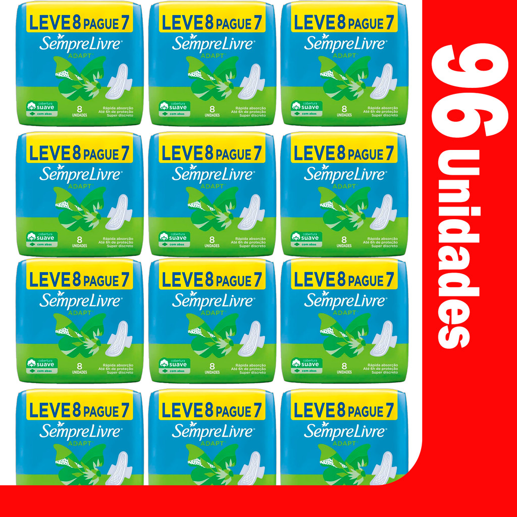 Kit Absorvente Sempre Livre Adapt Com Abas Leve 8 Pague 7