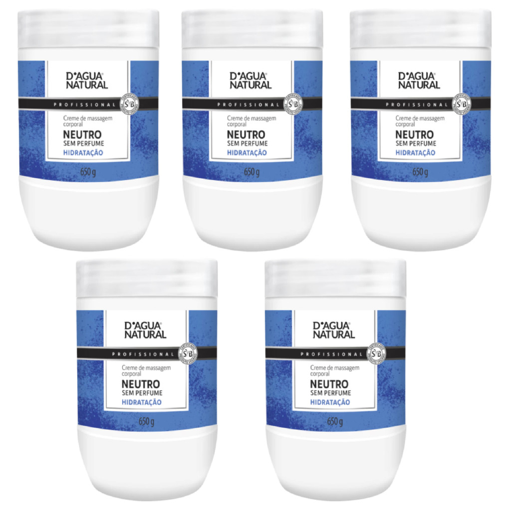Dagua Natural: Kit Profissional com 5 Unidades de Creme de Massagem Neutro