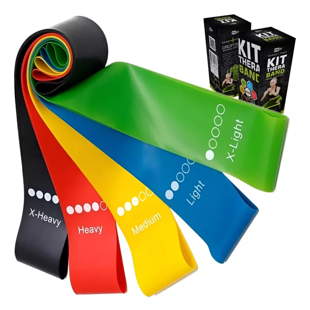 Kit 5 Elástico para Exercícios Original  Mini Band Elástico de Exercício Crossfit Fisioterapía