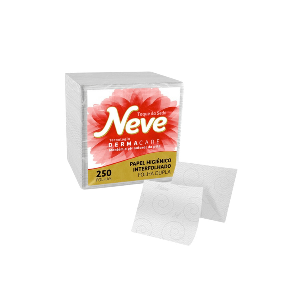 Papel Higiênico Interfolhado Folha Dupla com 250 unidades Neve
