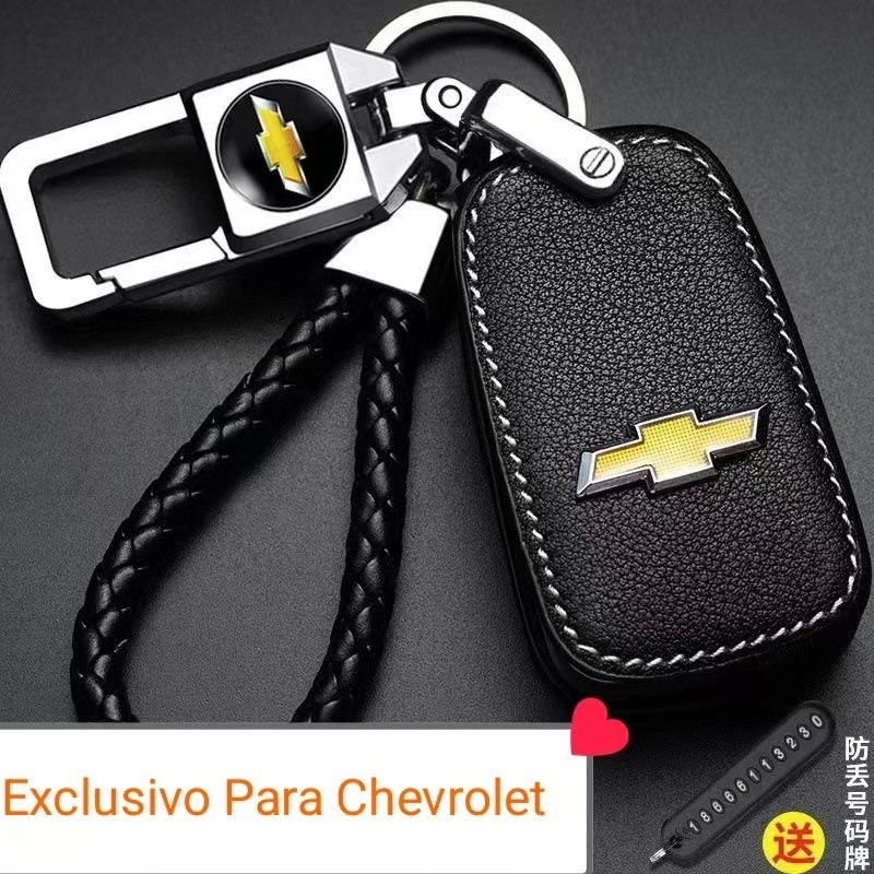[Preço De Fábrica] Chaveiro Emblema Chevrolet Capa De Chave Protetor De Carro Em Couro Genuíno