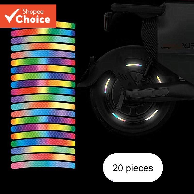 20 Pçs Cubo Da Roda Do Carro Forte Adesivo Reflexivo Aro Pneu Decorativo Motocicleta Veículo Elétrico Bicicleta Arco-Íri