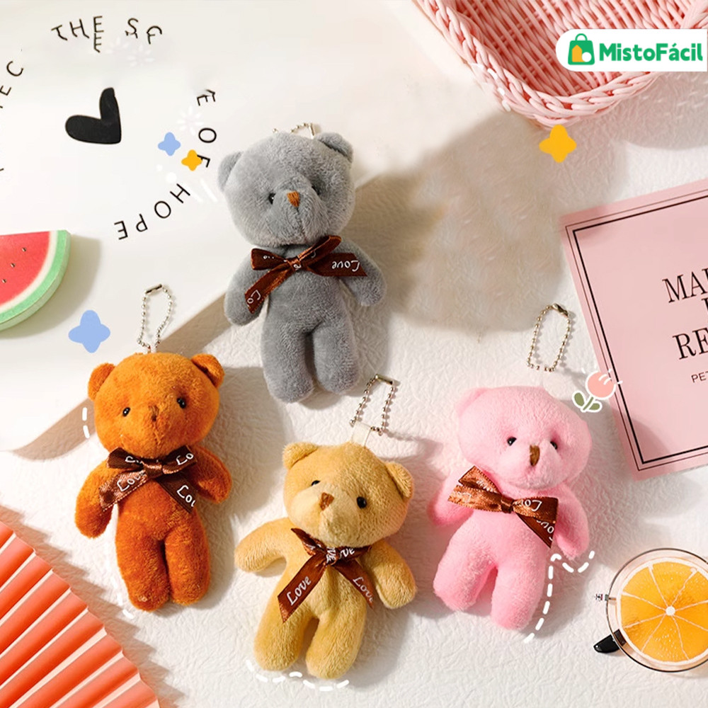 Kit de 12 Chaveiros Brinquedo Urso Xadrez Animado: Presente de Natal