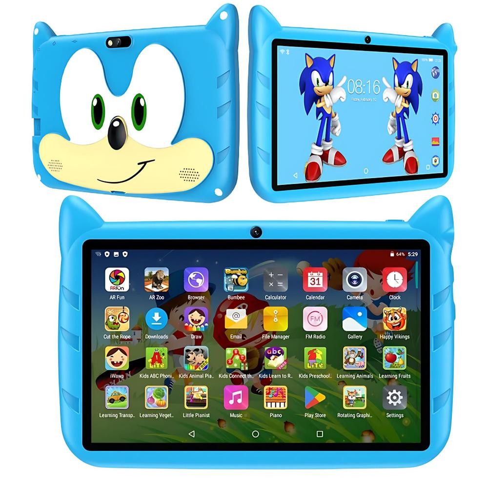 Tablet Infantil 64GB Android 13 4GB RAM Quadcore Câmera 4MP WiFi YouTube Kids Play Store Diversão e Aprendizado Tablet
