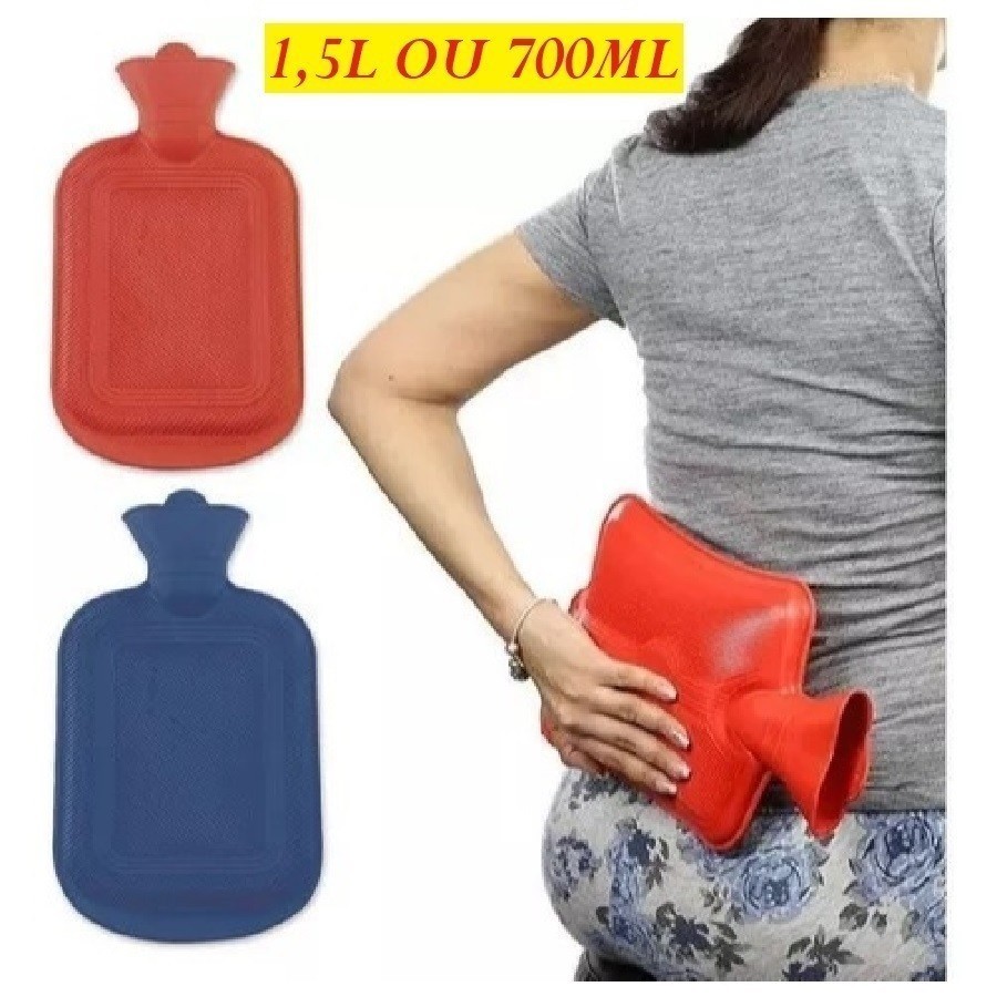 Oferta Bolsa Térmica 1.5L Ou 700L De Água Quente Compressas Aliviar Dores Emborrachada Multiuso Universal