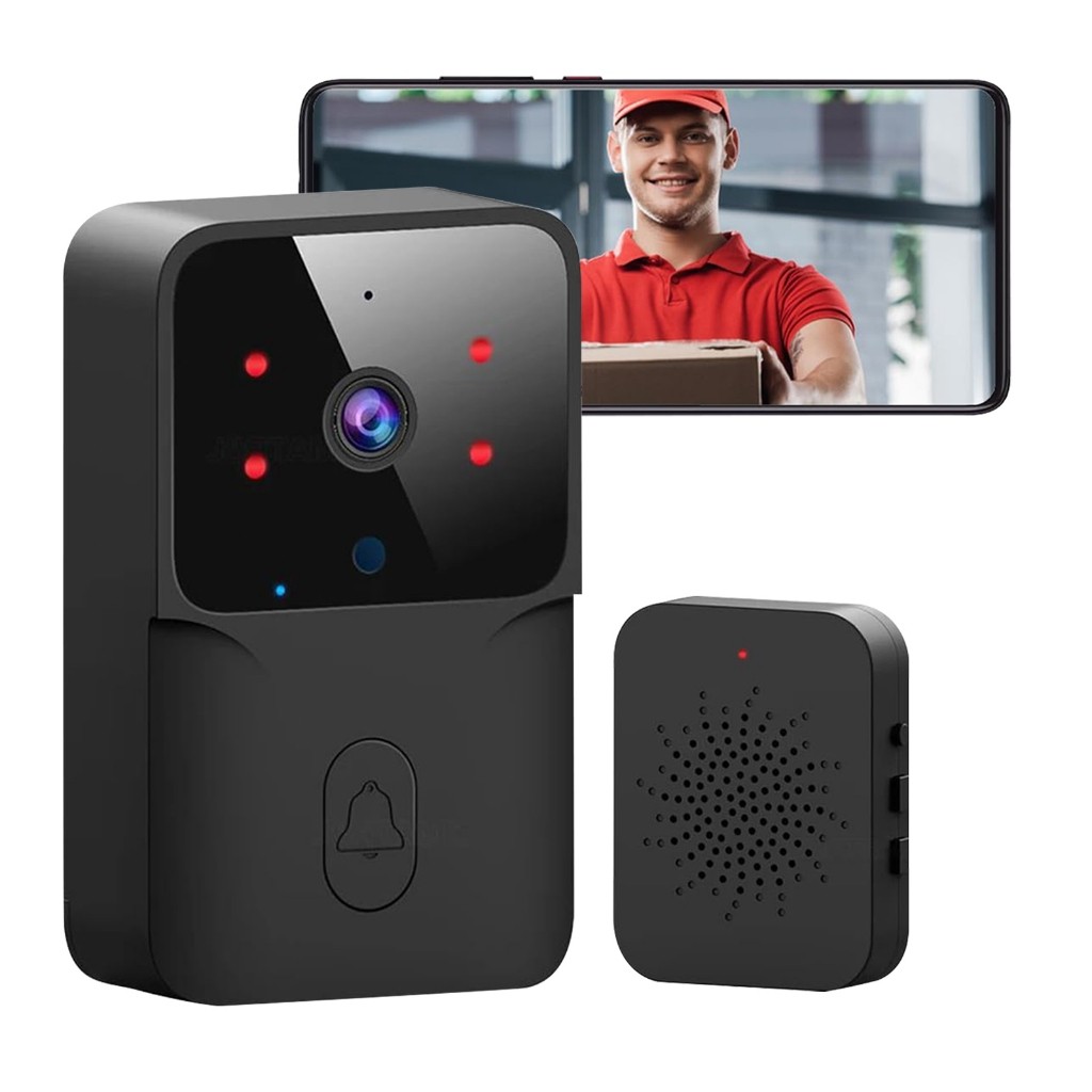 Campainha Com Câmera Vídeo Porteiro Sem Fio Wi-Fi HD Inteligente Smart Home Vê Pelo Celular -bombara