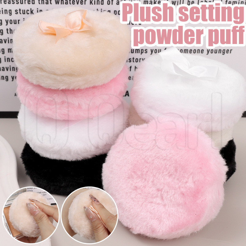 Esponja De Maquiagem De Pelúcia Com Arco De 1-2 Unidades-Conjunto De Circular-Aplicador De Corpo Facial-Puff De Pó De Co