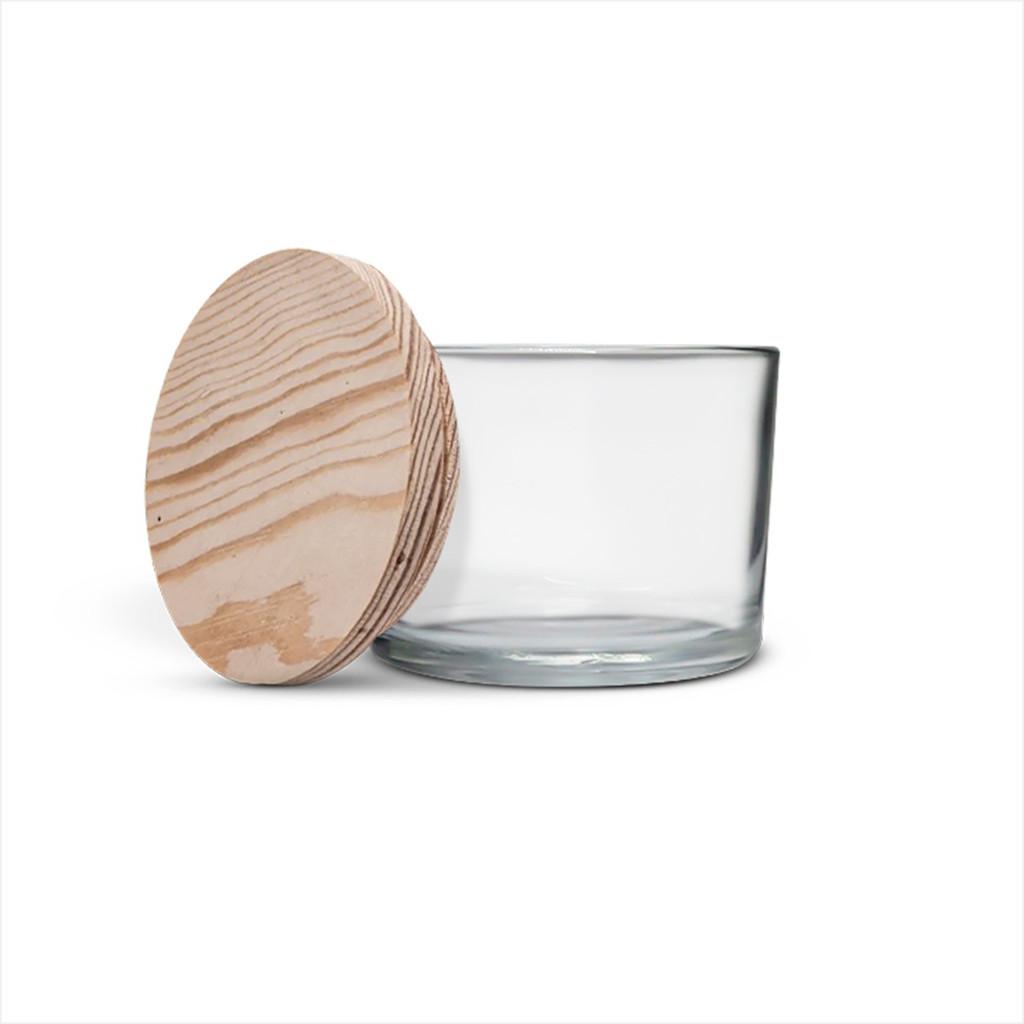 24 Potes De Vidro Para Velas 150ml - Tampas De Madeira