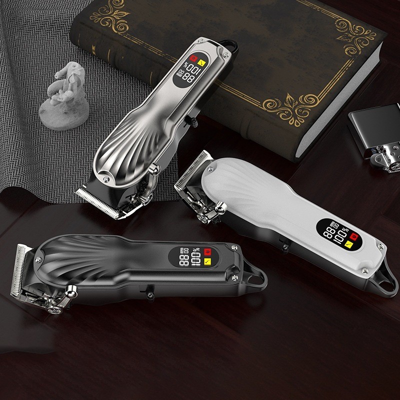 Máquina de Cortar Cabelo e Barba Profissional Portátil Recarregável com Ajuste de Altura