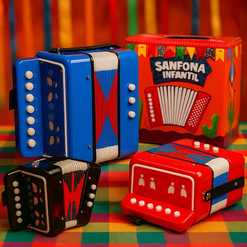 Sanfona Acordeon Infantil Acordeon 3 Baixo 7 Teclas Brinquedo De Tocar Real toca de verdade