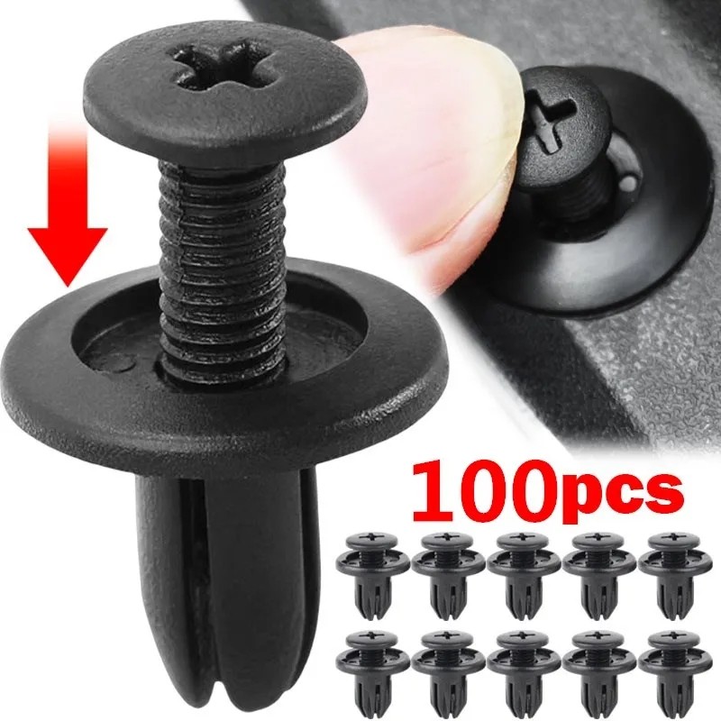 30/50/100 Pçs 8mm Rebites De Plástico Fixadores Parafuso Pára-Choques Do Carro Fender Preto Rebite Clipes Para Toyota Fo