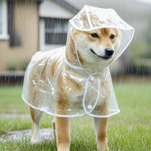 Capa De Chuva Para Cães Transparente Impermeável / Jaqueta Com Capuz Para Animal De Estimação Cachorro e Gato Proteção