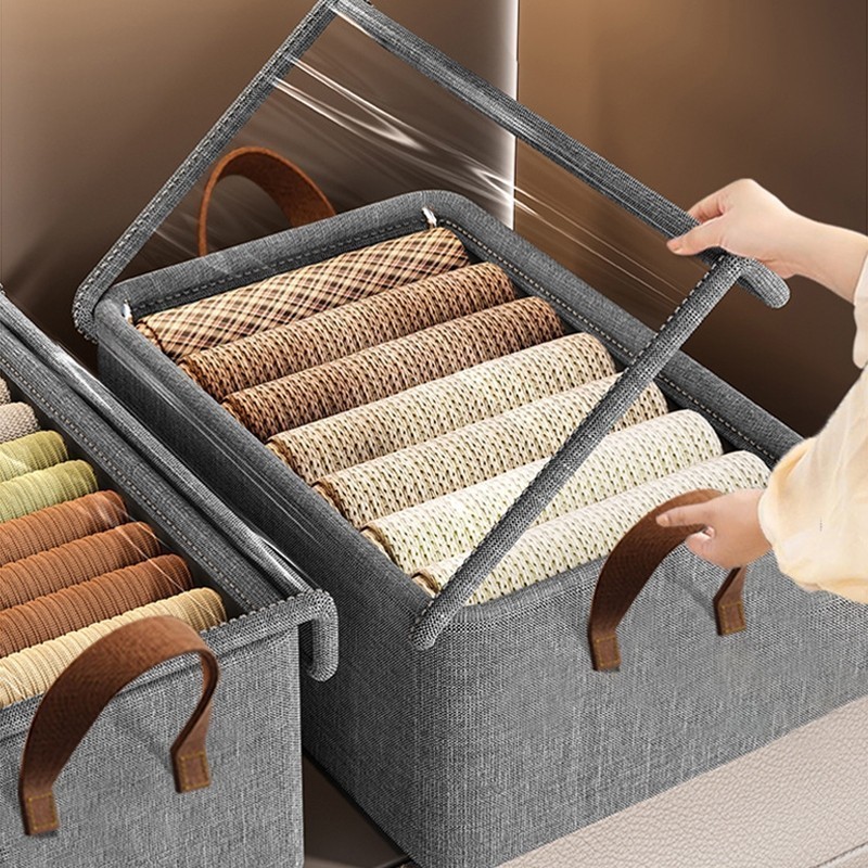 Caixas Organizadoras com Tampa Transparente – Oxford Reforçado 47×28×20cm