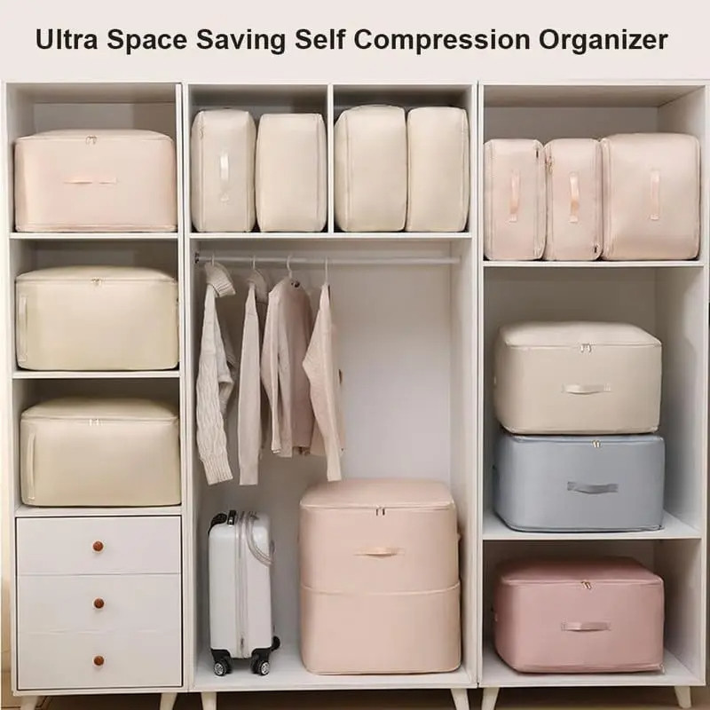 Saco de Armazenamento Grande com Compressão Sem Vácuo | Organizador de Roupa, Edredom e Cobertor