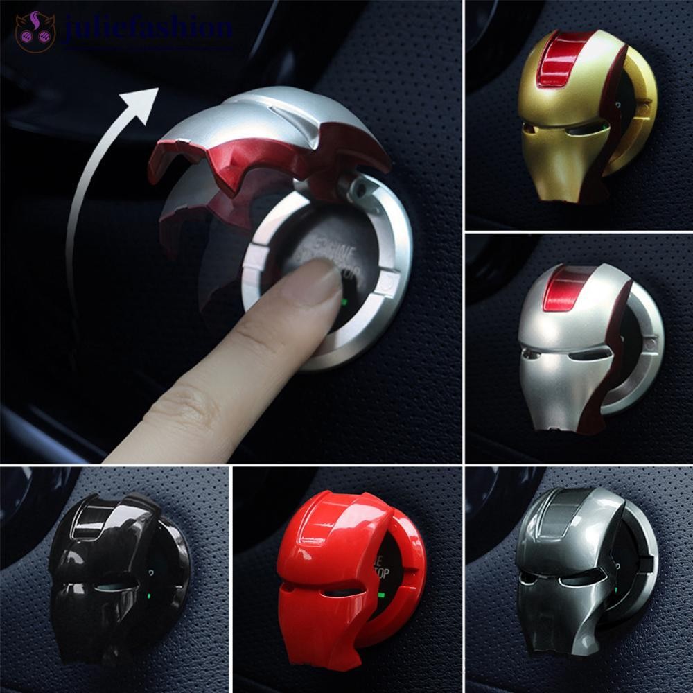 JULIEFASHION Interior Do Carro Botão De Parada Ignição Motor Capa Protetora Homem Ferro Decoração Adesivo Acessórios Int
