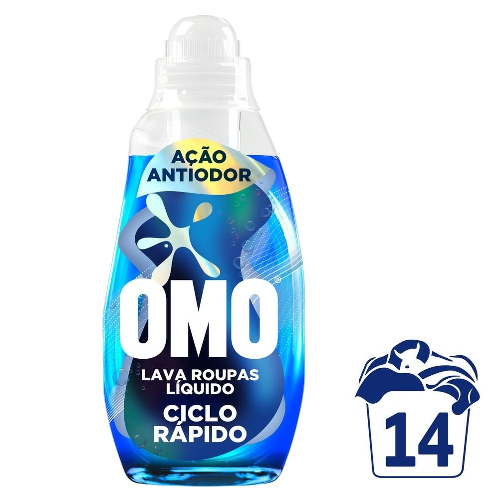 Lava-Roupas Líquido Omo Ciclo Rápido Ação Antiodor Frasco 750ml