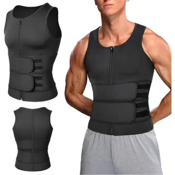 Cinta Modeladora Abdominal Masculina Corporal Power Colete Ajustável Redutor De Cintura Sauna Queima Gordura