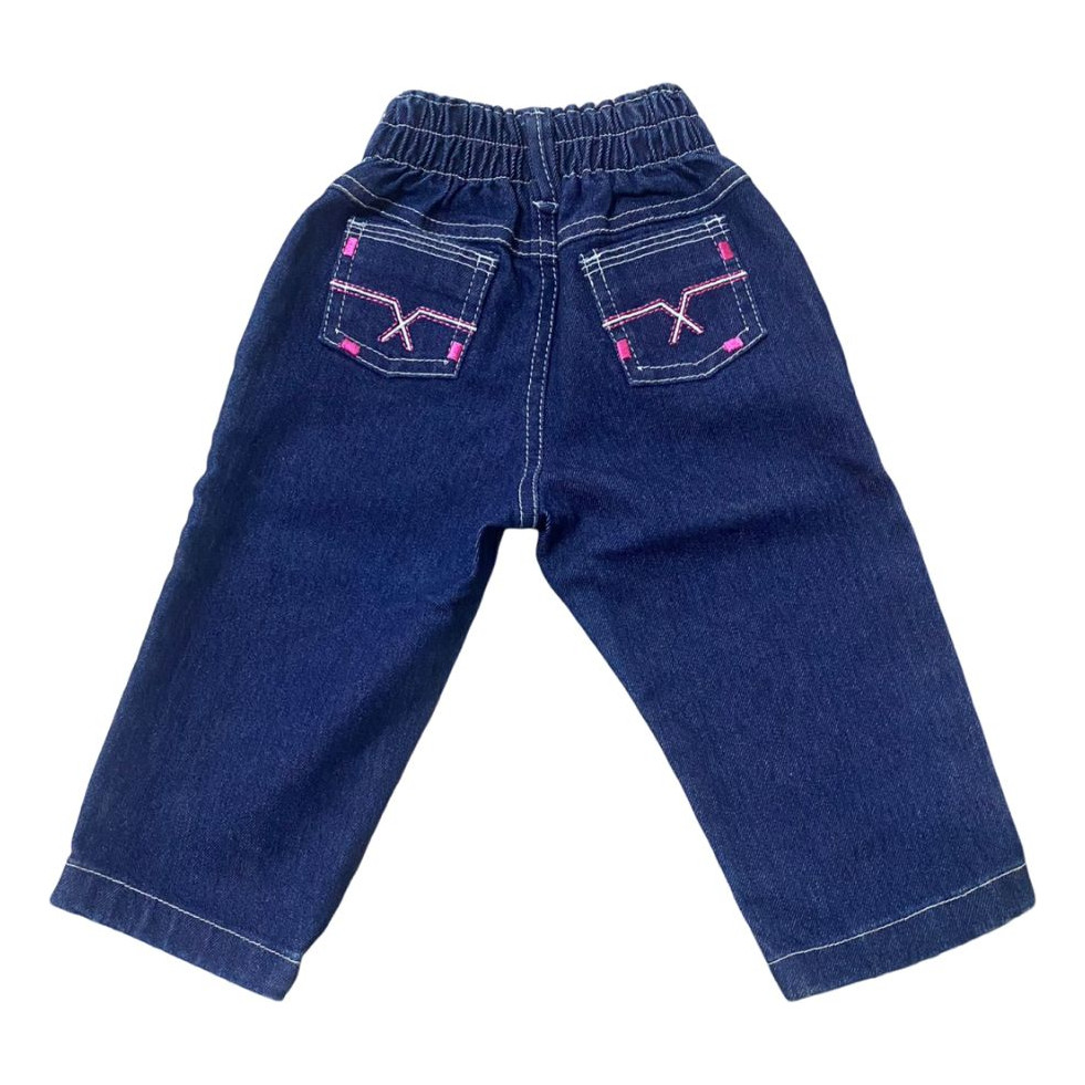 Calça Country Feminina Menina Infantil Bordado Rosa Boi