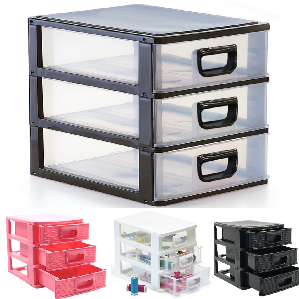 Gaveteiro Organizador De Mesa - Acessórios Brincos Maquiagem Remédio Medicamento Linhas Costura-3 Gavetas