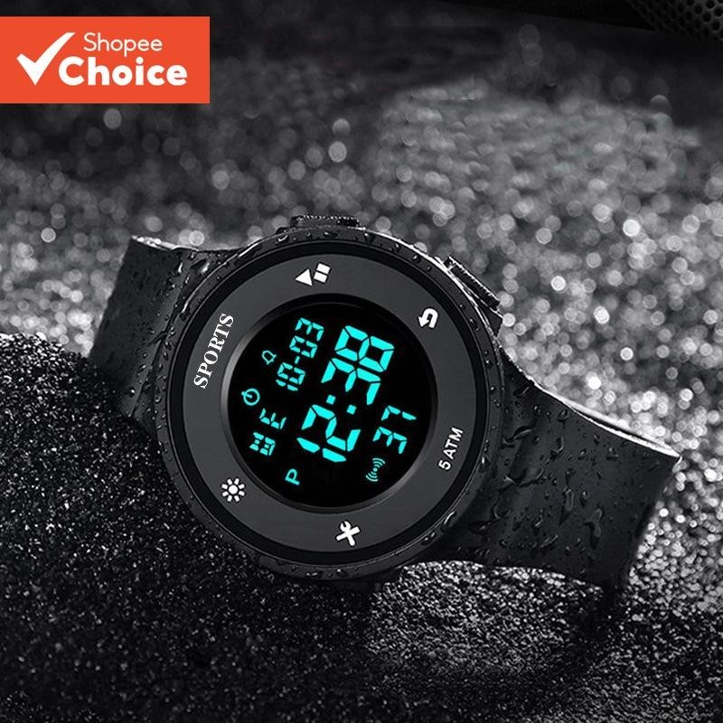 Relógio Eletrônico À Prova d'Água Brilhante no Escuro Tendência Masculina Multi-funcional para Estudantes e Adolescentes