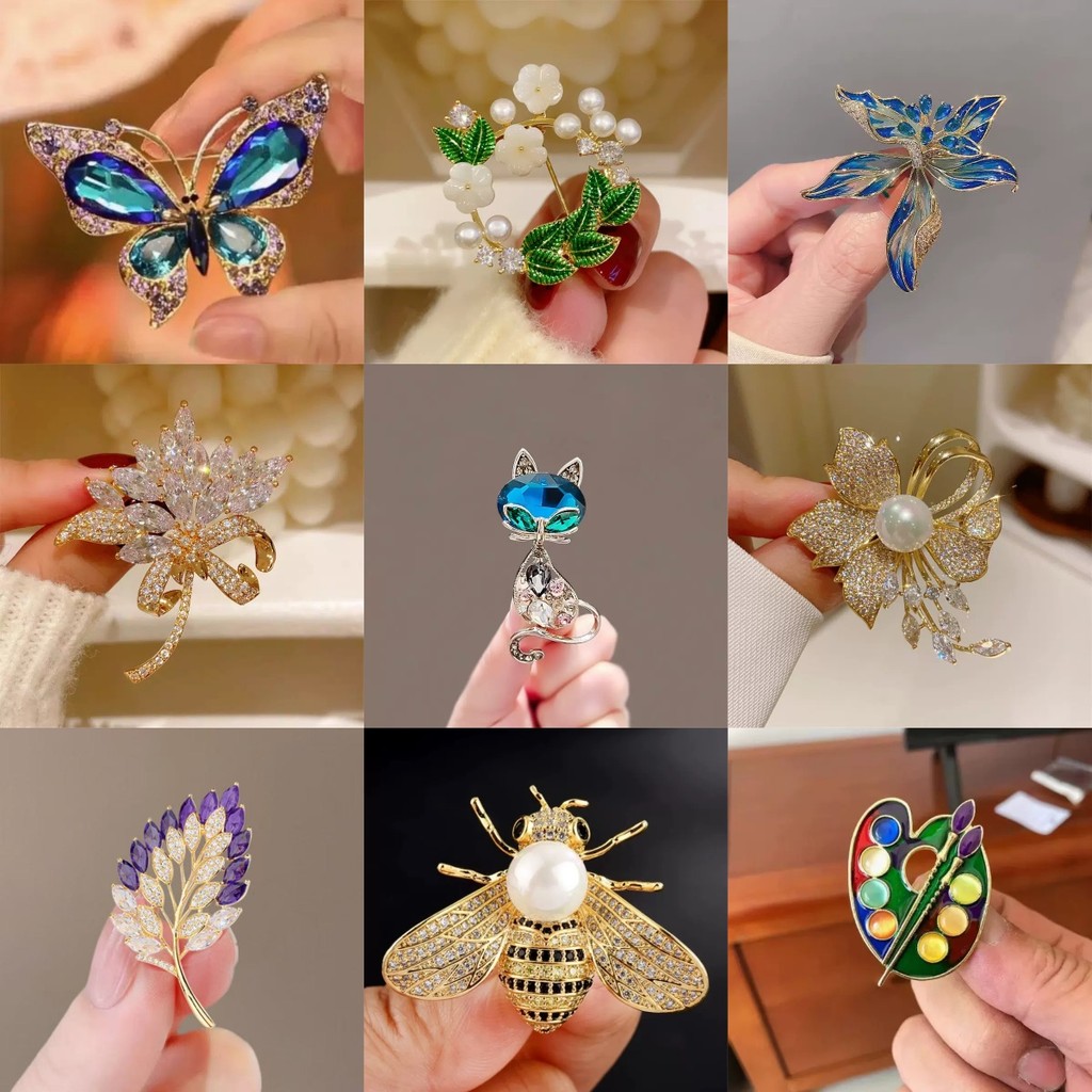 Broche/35 Estilos de Lenço de Caboça/Lindo Pérola Borboleta Barato/Núcleo de Fêmea