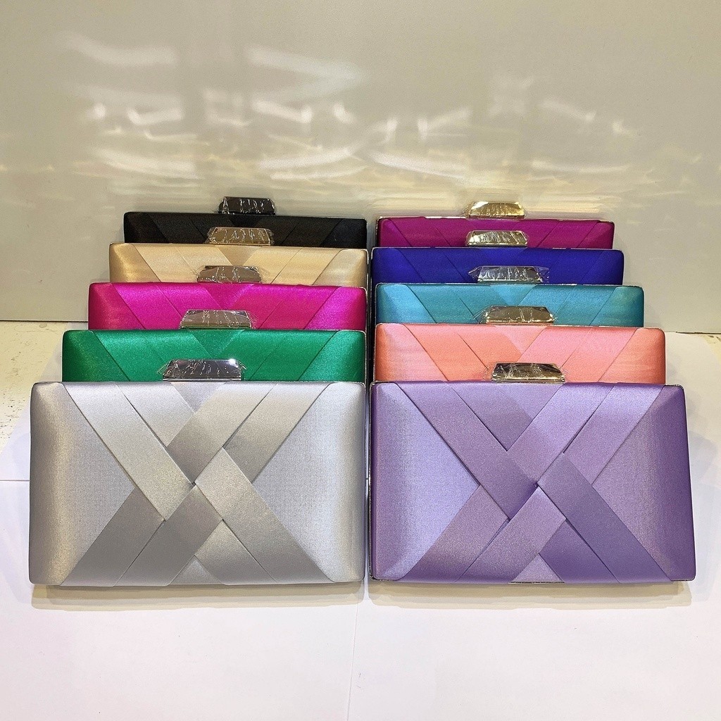 Bolsa da festa Clutches quadrada tecido com alça corrente para casamento M-41