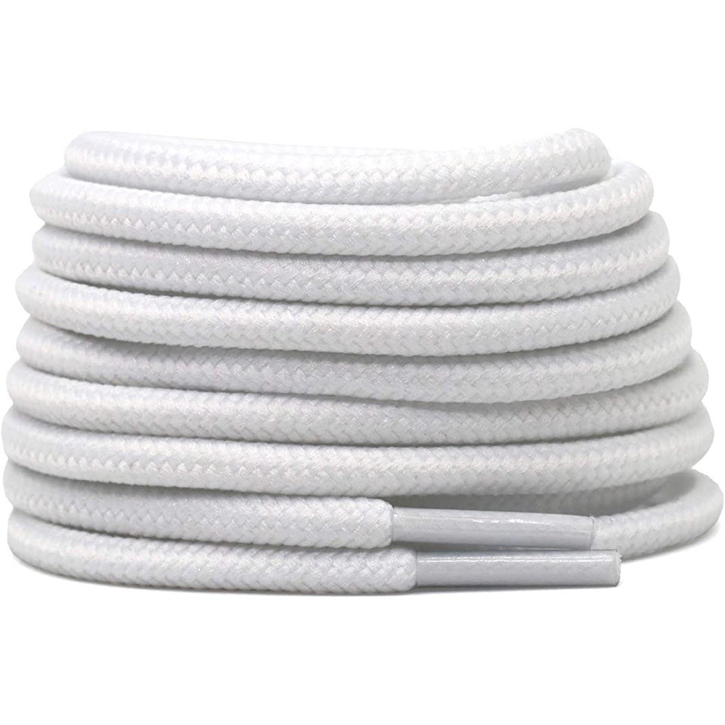 Cadarço Roliço Para botas coturnos cano médio redondo - Branco e Preto 1,20 cm 2 pares