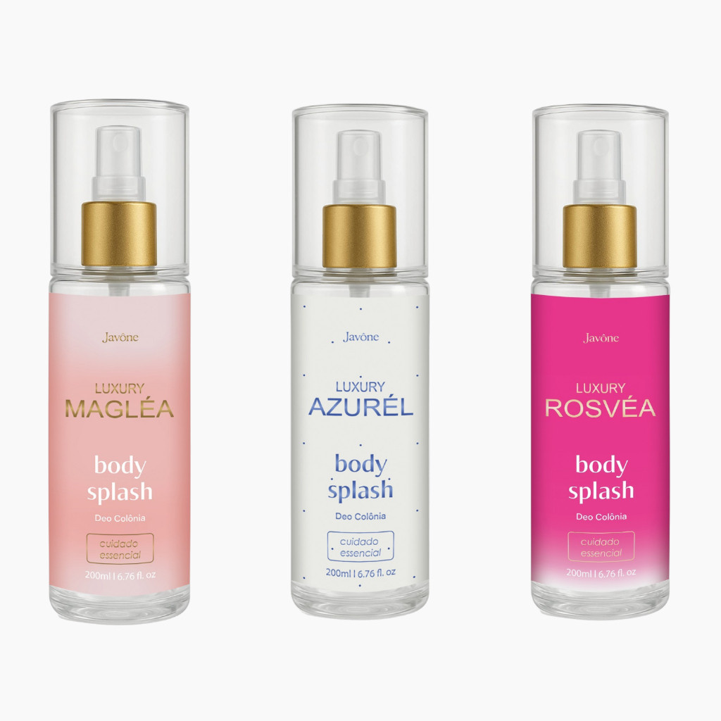 3x Body Splash Javône  Magléa + Azurél + Rosvéa  Fragrâncias Icônicas.