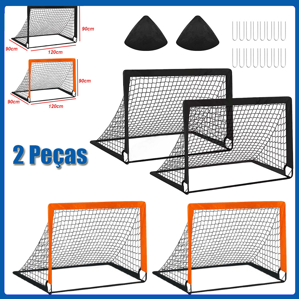 2 Peças Mini Gol De Futebol Dobrável Portátil Uso Externo / Indoor / Treinamento / Futebol / Gol 120*90cm