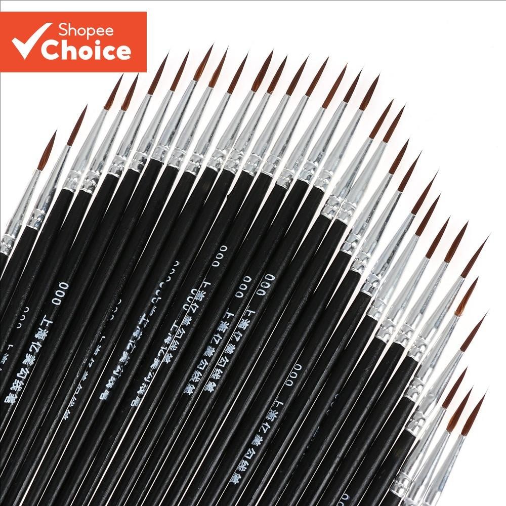 20 Pcs Fontes Da Arte Pintados À Mão Fina Linha De Gancho Caneta Desenho Pincel De Tinta Nylon Escova Pintura Acrílica