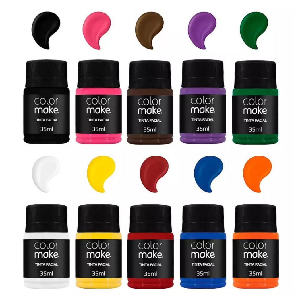 10 Tintas Facial 35ml Colormake (Todas as Cores) - Maquiagem Artística. ENVIO IMEDIATO